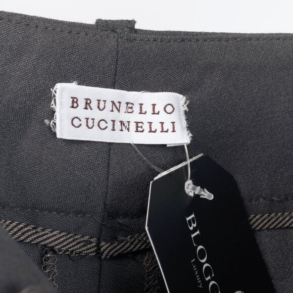 Brunello Cucinelli Grey Wool Double-Button-Fly Trousers - Picture 9 of 12